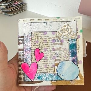 Abstract Mixed Media Art with Pink and Blue Accents junk journal